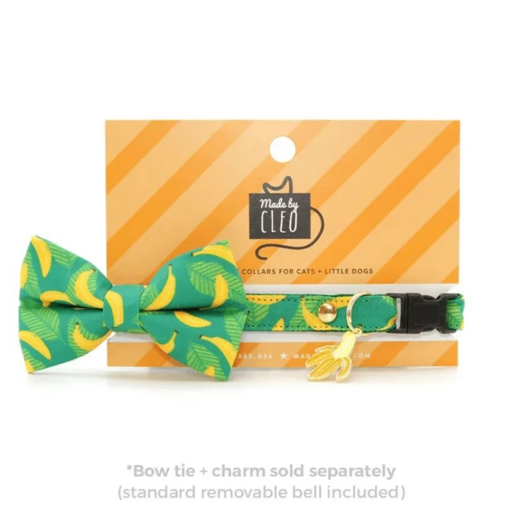 Banana Cat Collars for Food lover cats with bow Green
