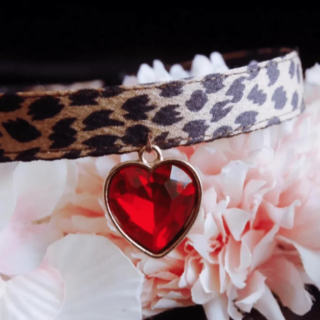 Cat Collars for King and Queen cats With Heart Shaped Crystal