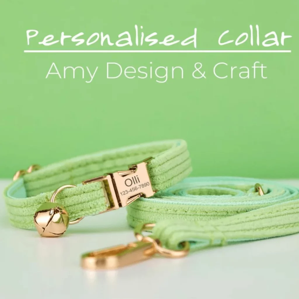 Green Cat Collars for cuddly cats Light Green Belt