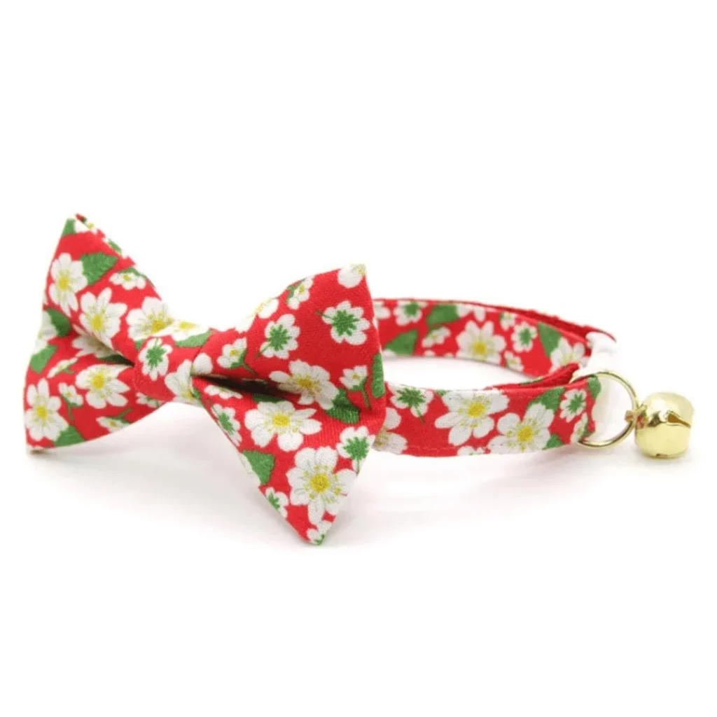 Christmas Red Cat Collars for cuddly cats cute floral pattern red