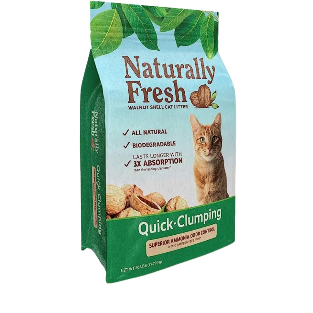 Naturally fresh walnut shell cat litter for growing kittens